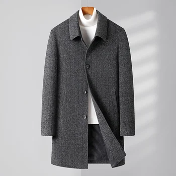 Mens Designer Knitted Wool Stretch Coat Casual Business Handsome Overcoat High Quality Fashion 2024 1