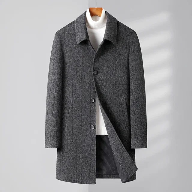 Mens Designer Knitted Wool Stretch Coat Casual Business Handsome Overcoat High Quality Fashion 2024 1