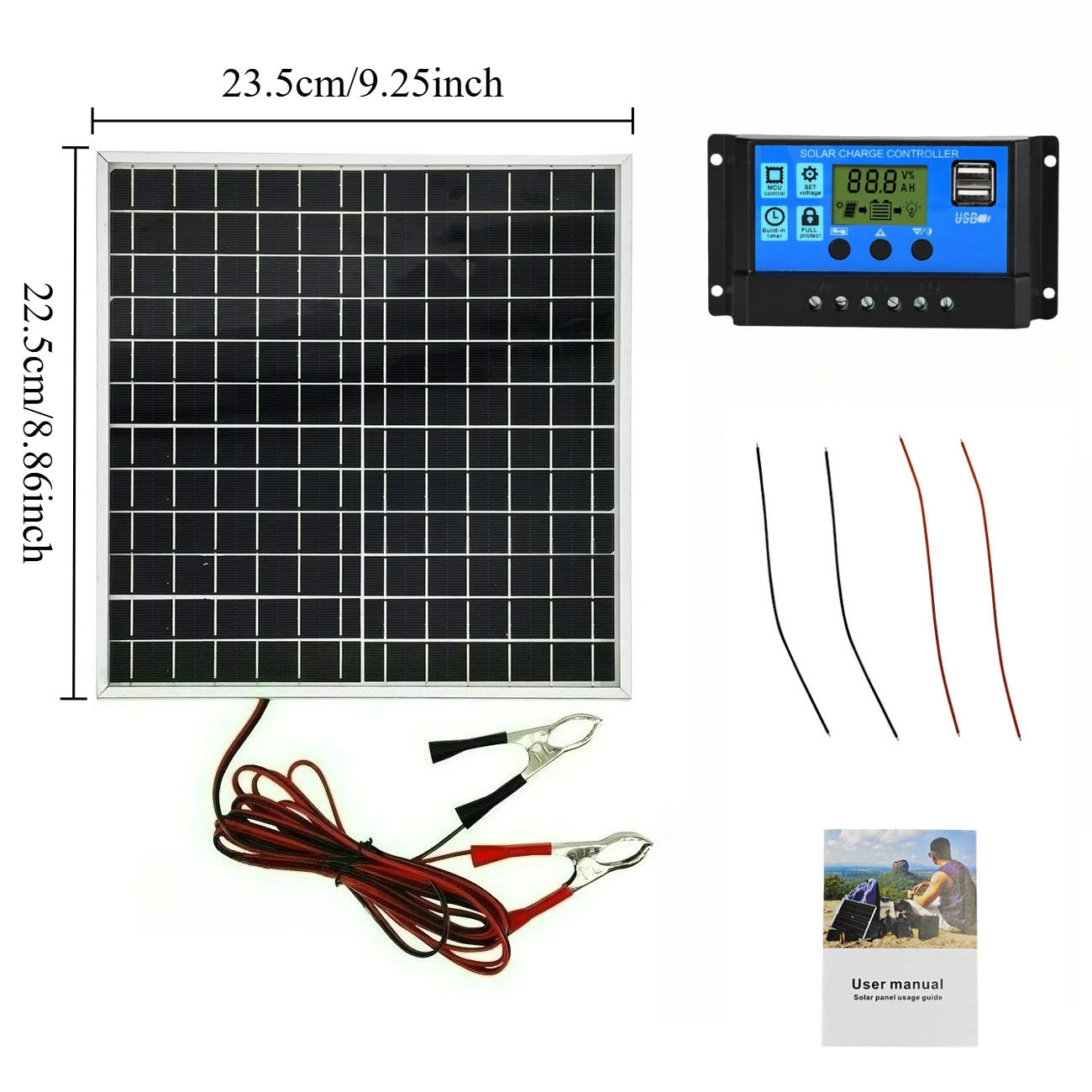 Kit Solare Portatile da Esterno con Pannello Solare Monocristallino da 12W con Telaio in Alluminio e Regolatore Solare da 12V per Camper, Escursionismo e Campeggio - Image 6