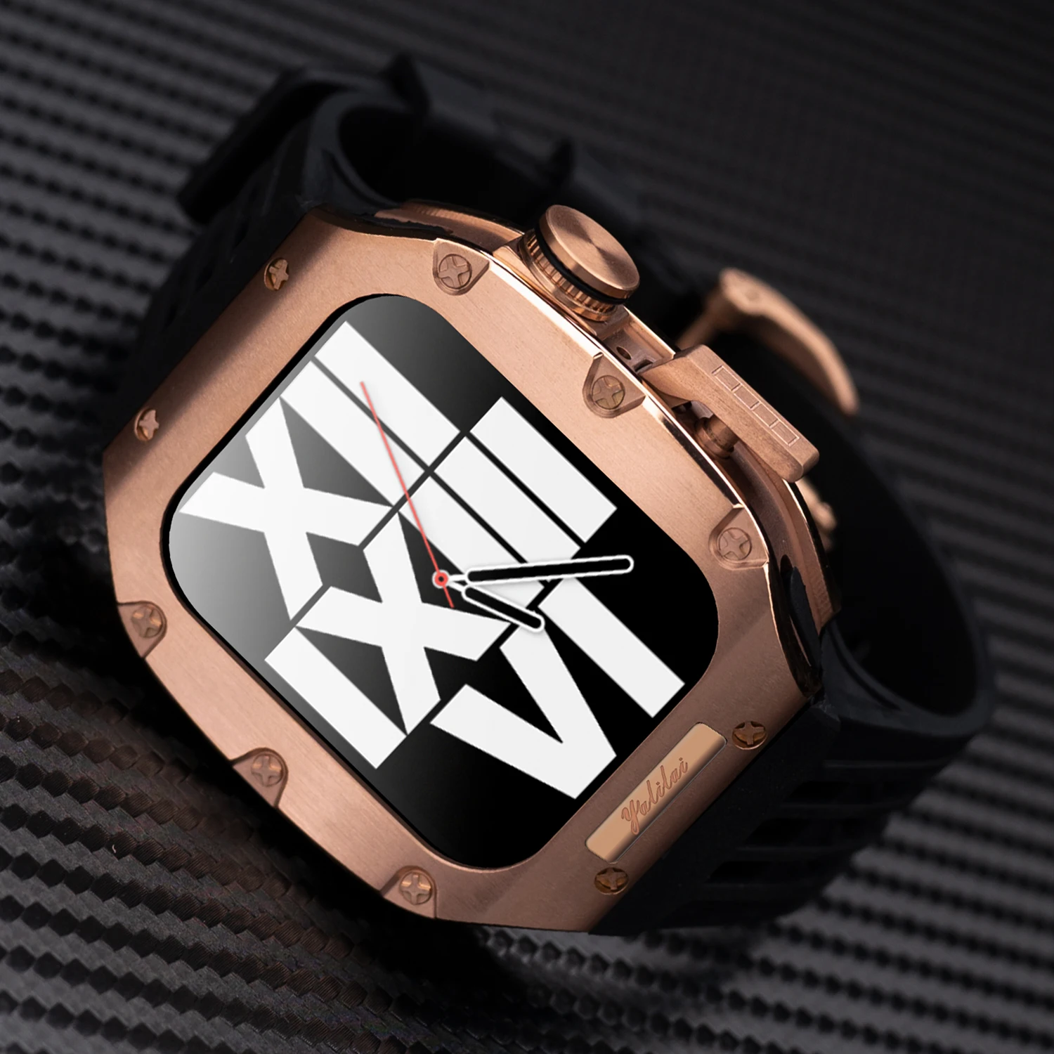 

For apple watch case 45mm 44mm Luxury mod kit Titanium Alloy Cover Bezel Frame Fluororubber Strap iwatch 8 7 6 se 5 4 3 series