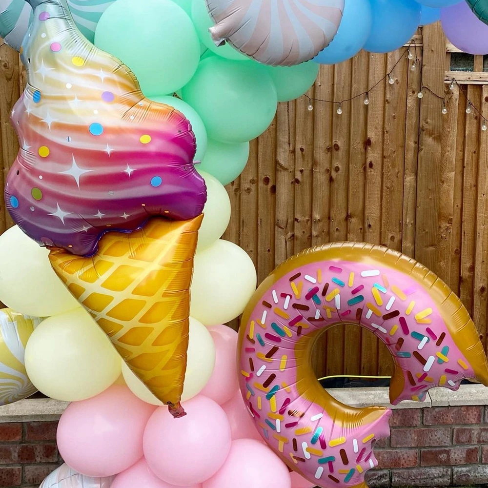 Ice Cream Cone Shaped 'Happy Birthday' Foil Balloon - 33 Inches, Holographic - View #7