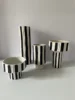 Black and White Striped Ceramic Vase Wide Mouth Flowerpot Geometric Pattern Flower Arrangement Porcelain Handicraft Ornaments 2