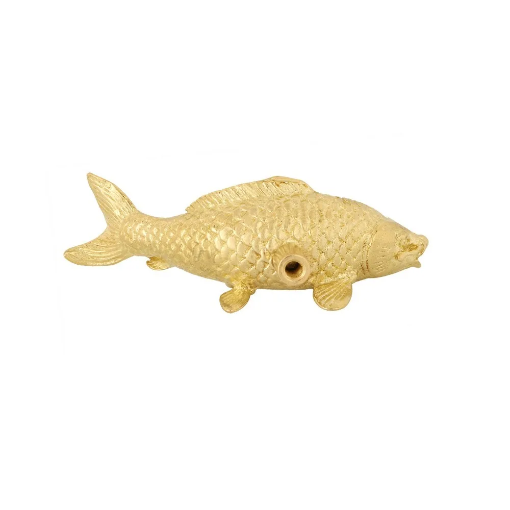 Gold Color Carp Fish Brass Handle Luxury Furniture Hardware Cabinet Door Knobs Retro Single Hole Wardrobe Drawer Pulls Window