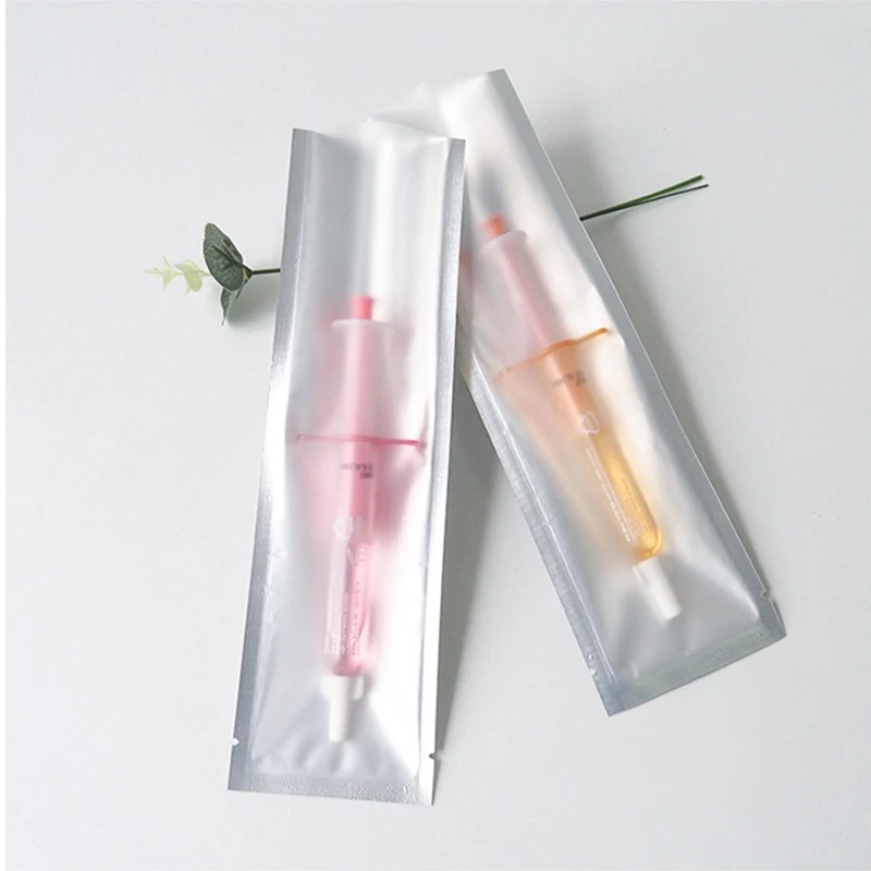 50pcs 순수 알루미늄 진공 가방 상단 오픈 포장 주머니 투명 창 플라스틱 호일 열 씰링 Baggies 비즈니스 용품