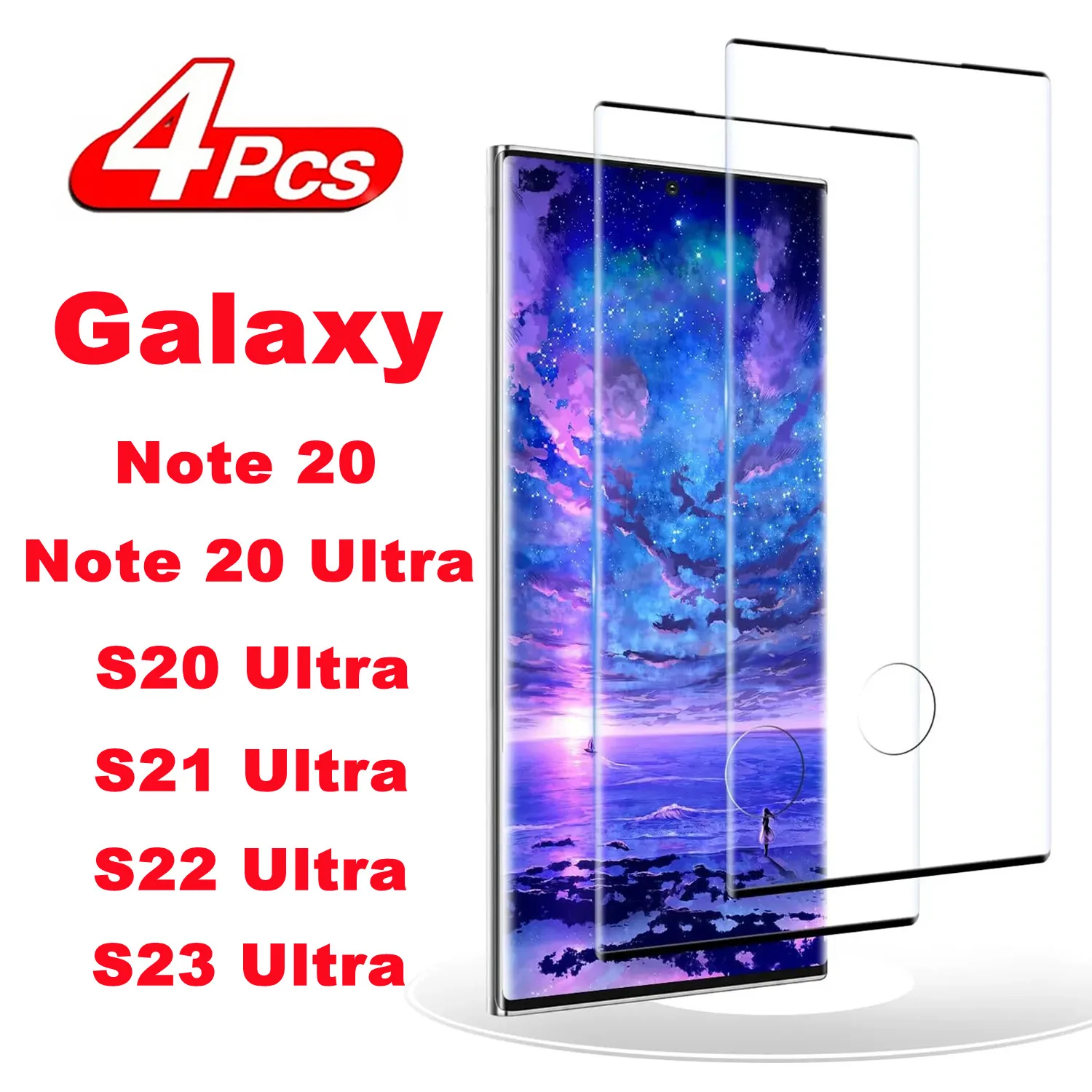 

2/4Pcs Curved Tempered Glass For Samsung Galaxy Note 20 Ultra Galaxy S20 Ultra S21 Ultra S22 Ultra S23 Ultra Screen Protector Gl