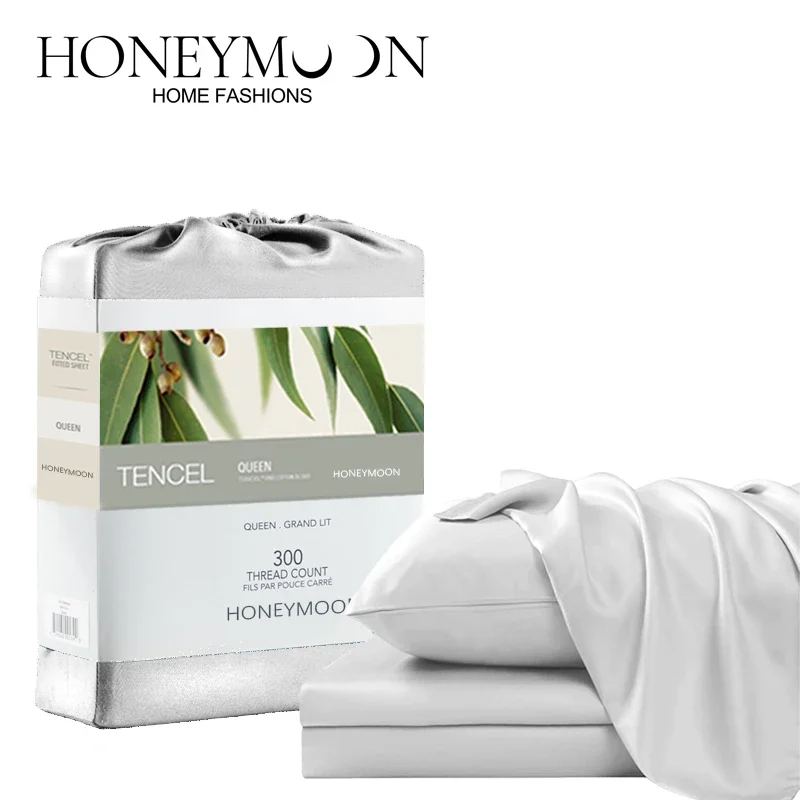 Honeymoon Luxury cooling bamboo lyocell fabric cotton bulk bed Sheets nature softer than silk ding cover sheet Set