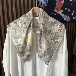 Elegant Versatile Silk Twill Scarf - Luxurious Heavyweight Mulberry 70 Square Fashion Accessory - 65 x 65 cm (Xwc786 tropical rainforest fubao (single - sided pri)
