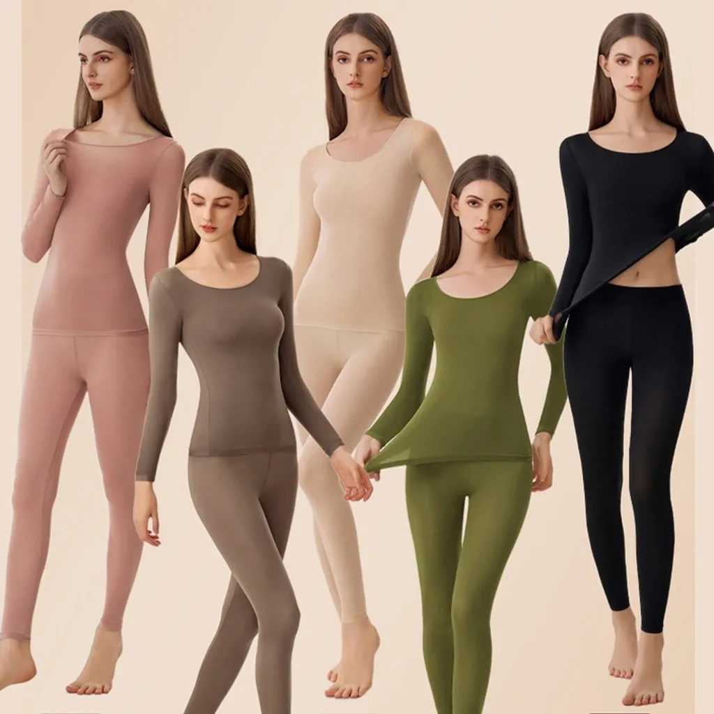 Seamless Autumn and Winter Slim Elastic Bottoming Shirt Set Invisible Thin Thermal Underwear Set