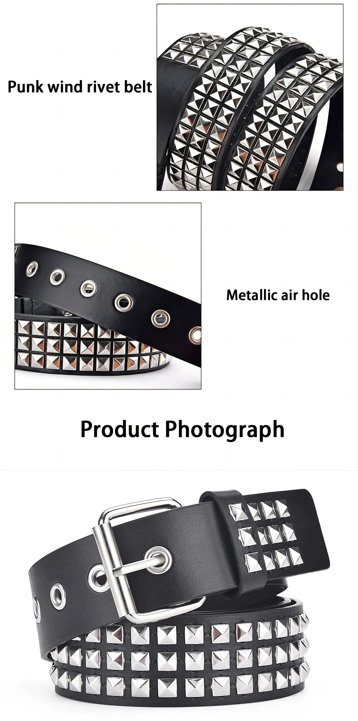 2024New Platz Perle Niet Gürtel Metall Pyramide Gürtel Männer und Frauen Punk Hardware Jeans Gürtel Y2K Gürtel Designer Gürtel frauen gürtel – Detail 2