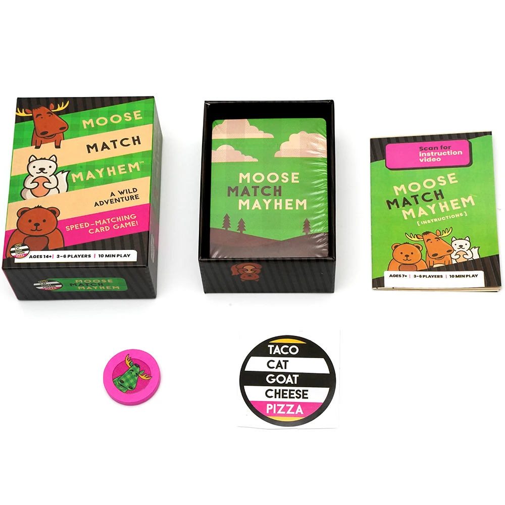 Moose Match Mayhem Card Game Cheese Pizza Wild Adventure Speed Matching Easy Fast and Fun for Family Game Night English Hardcove 4