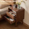 Solid Wood Nightstand Set of 2, Walnut Night Stand with 2 Drawers and Open Storage, Nightstand 6
