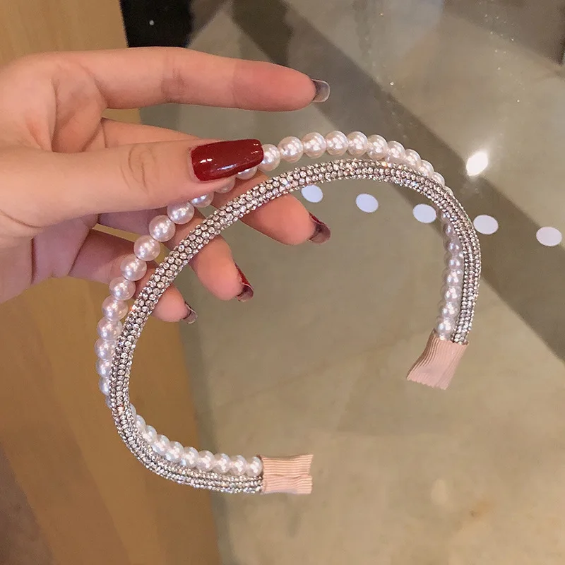 Hair Clips 2022 Pearl Headband Simple Atmosphere Hair Accessories Double Row Headband Net Red Headband Headband for Girl decorative dress pants fashion intellectual atmosphere sweet elegant love pearl pin button lady belt k806