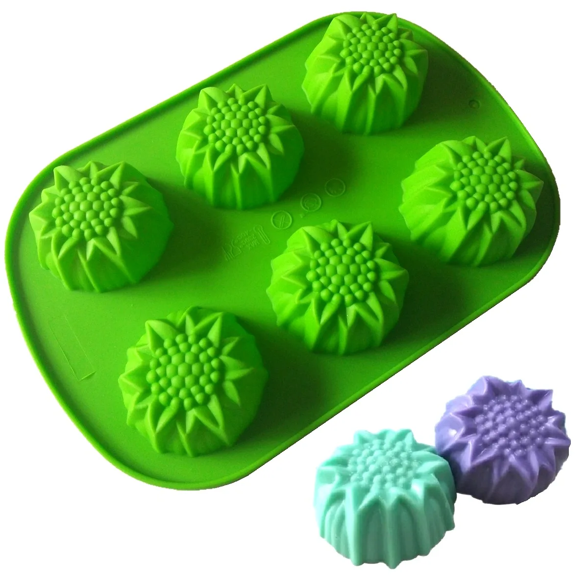 6 Sunflower Chrysanthemum Flower Silicone Cake Baking Pan Cupcake Muffin Clay Craft Soap Mold Chocolate Dessert Ice Mould Maker silicone mold,flower silicone mould
