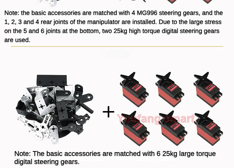 MG996 6 DOF Roboterarm mit Metallklaue 180/360 Scheibendrehbasis für Arduino Robot DIY Kit 3D-Feilen ESP32 programmierbarer Roboter – Detail 20