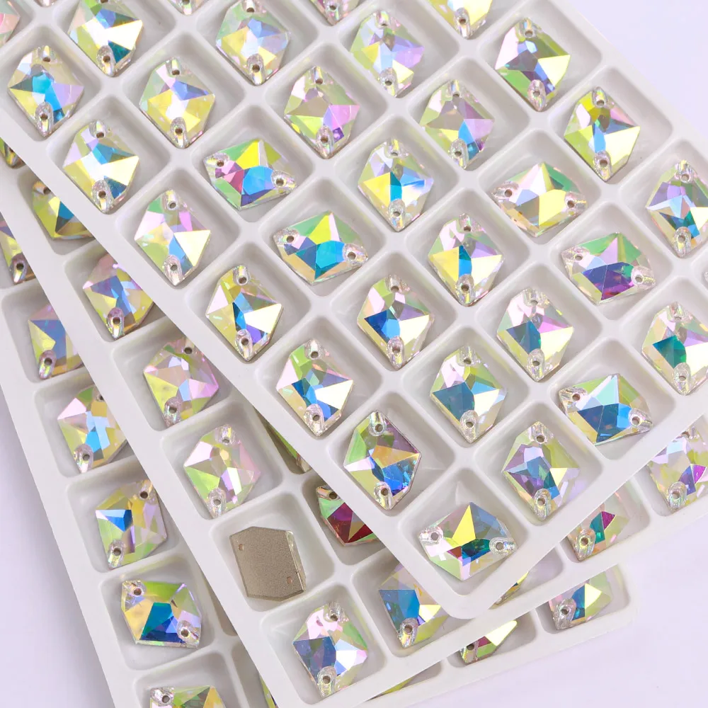 

Cosmic Shape High Quality Glass Flatback Sew On Stones Polygon Glitter Crystal AB Diamond Rhinestones for DIY Sewing Clothes