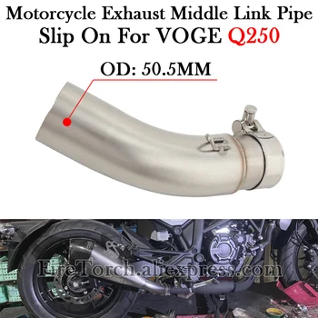Slip On For VOGE Q250 Q 250 2023 Year Motorcycle Exhaust System Middle Link Pipe Modify Connect 51MM Muffler Escape Moto GP Tube