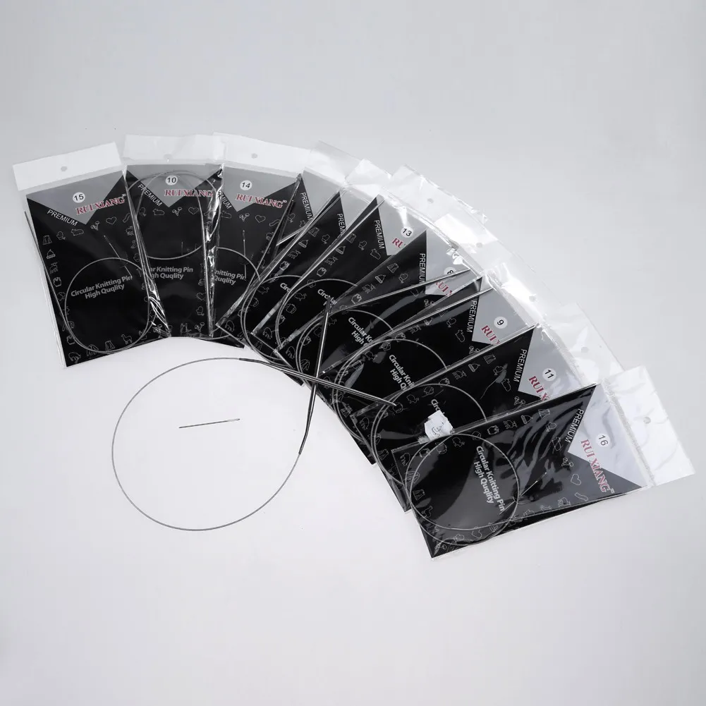 11pcs Circular Weaving Needlework Lightweight Stainless Steel Knitting Circular Product Different Sizes for DIY Knitted Tool