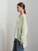Amii Minimalism V-Neck Dopamine Shoulder Thin Pullover Split Asymmetrical Solid Long Sleeve Wool Loose Knitted Sweater 12521038 5