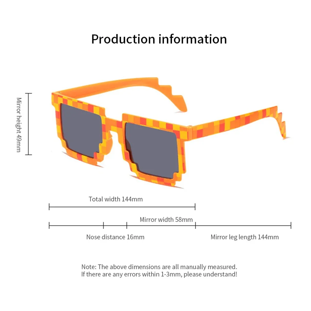 Sun Glasses Creeper Glasses Novelty Mosaic Funny Goggles Boys Girls Pixel Eyewear
