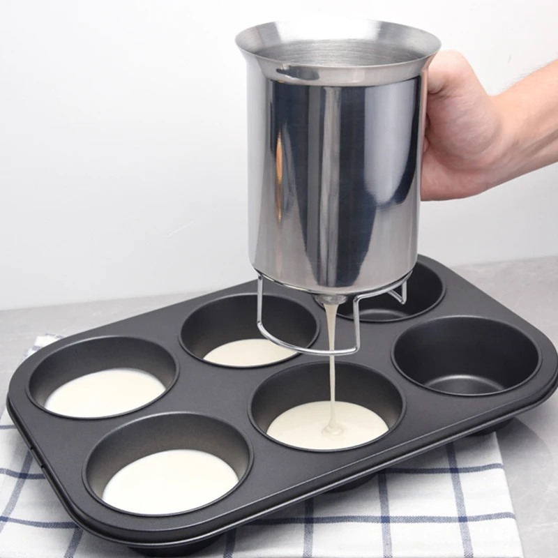 Household Machines Cake Cupcake Dough Dispenser Piston Funnel With Support Batter Dispenser Funnels Stainless Steel Kitchen Tool
