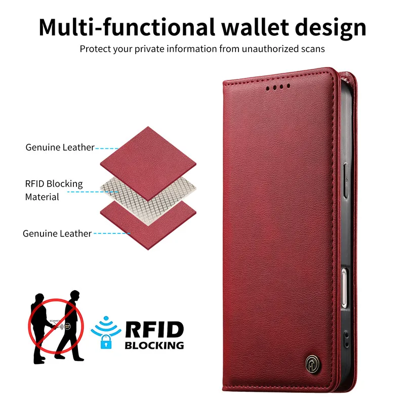 Premium Anti-Theft Leather Flip Phone Case - Business Wallet Design with Matte Book Cover Finish