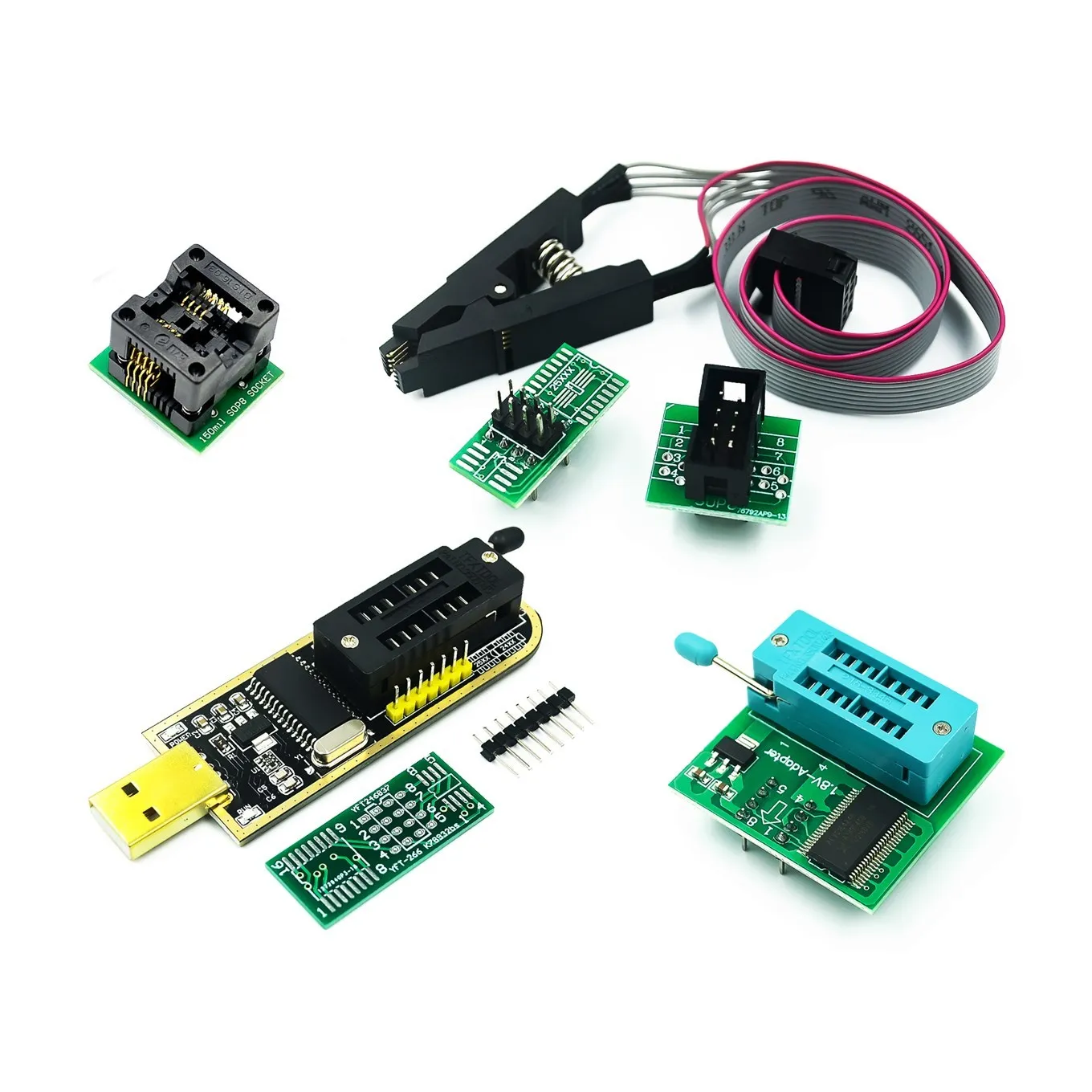 Original CH341A 24 25 Series EEPROM Flash BIOS USB Programmer Module + SOIC8 SOP8 Test Clip for EEPROM 93CXX / 25CXX / 24CXX