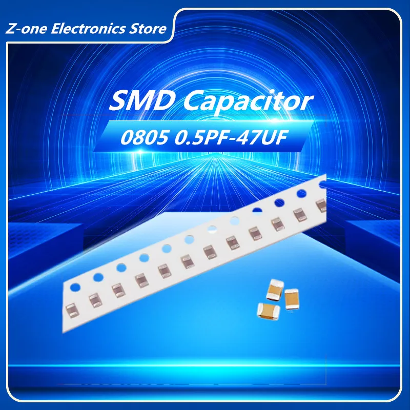 

100pcs 0805 SMD Multilayer Ceramic Chip Capacitor 0.5pF - 47uF 10pF 22pF 100pF 1nF 10nF 100nF 0.1uF 1uF 2.2uF 4.7uF 10uF 22uF