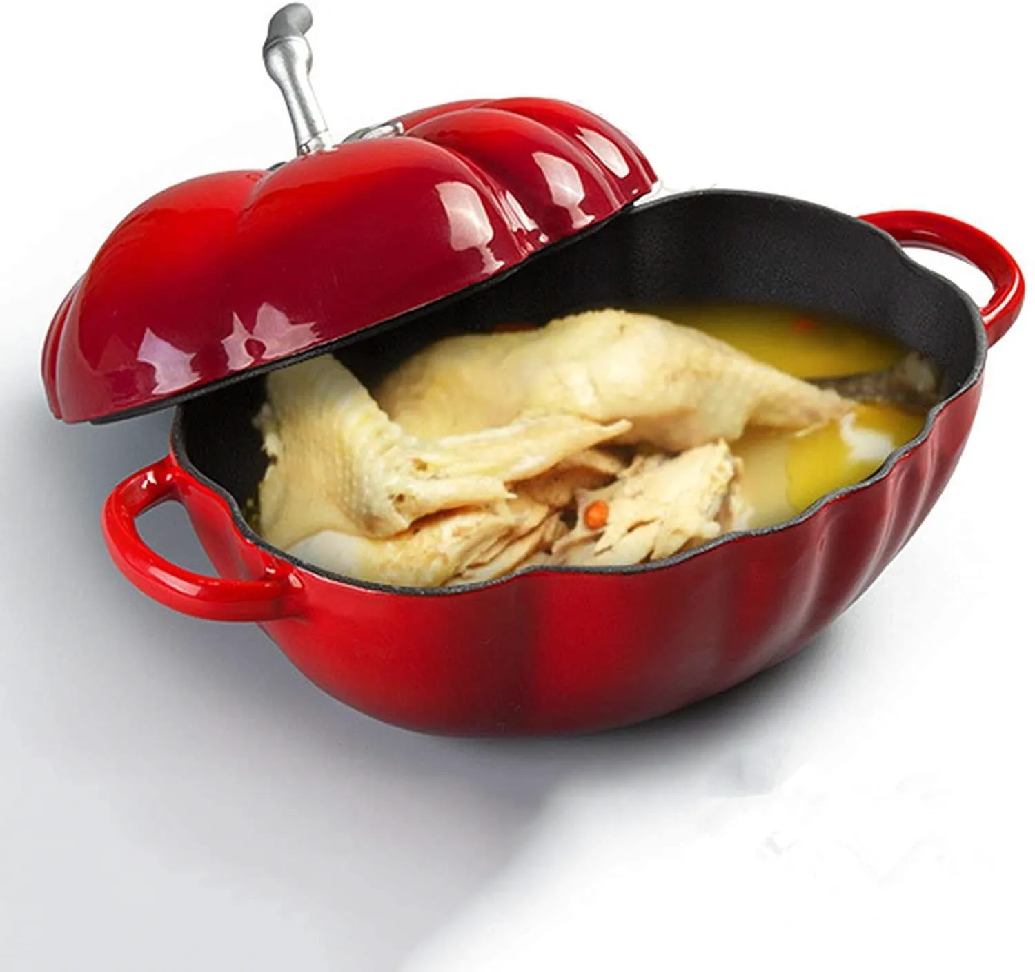 25cm トマトエナメル鋳鉄ダッチオーブン 2.9L キャセロールディッシュ