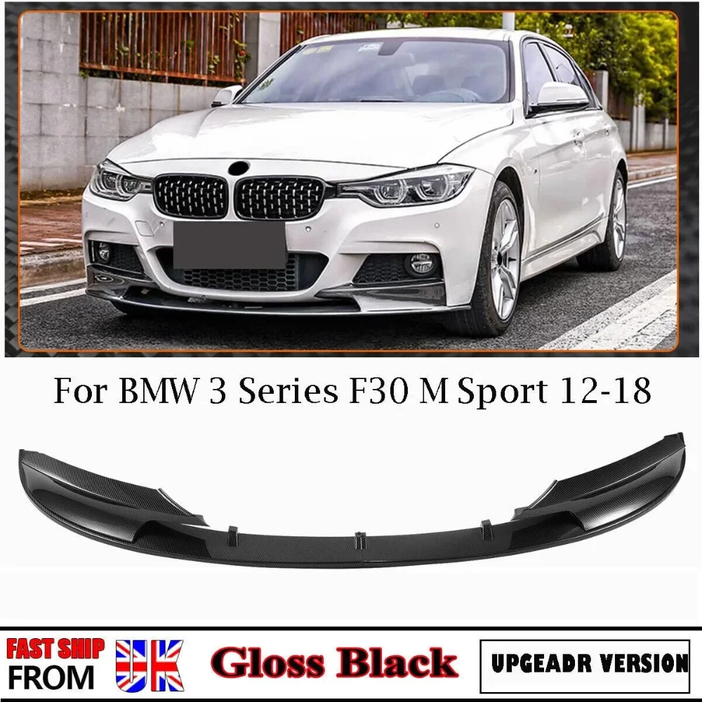 Per Bmw F30 F31 3 Series M Style Front Lip Spoiler Splitter Nero Lucido 12-2018