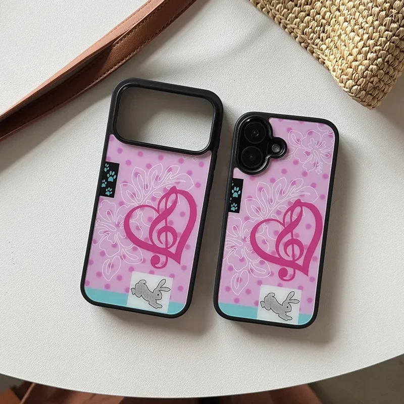 Korean Pink Polka Dot Love Rabbit Cartoon Cute Phone Case - Y2K Kawaii Design