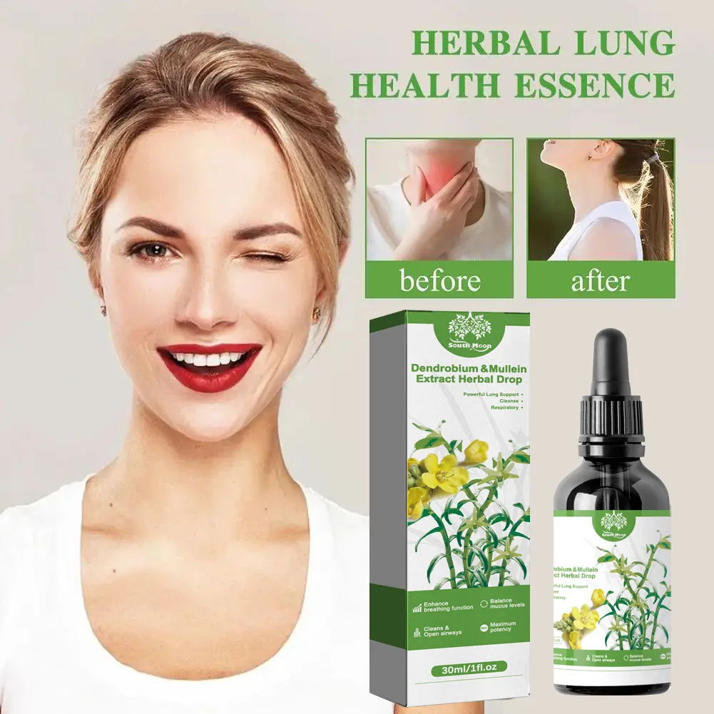 Dendrobium & Mullein Extract-Powerful Lung Support USA & Respiratory-Made Drops Cleanse In Herbal herbal lung support drops