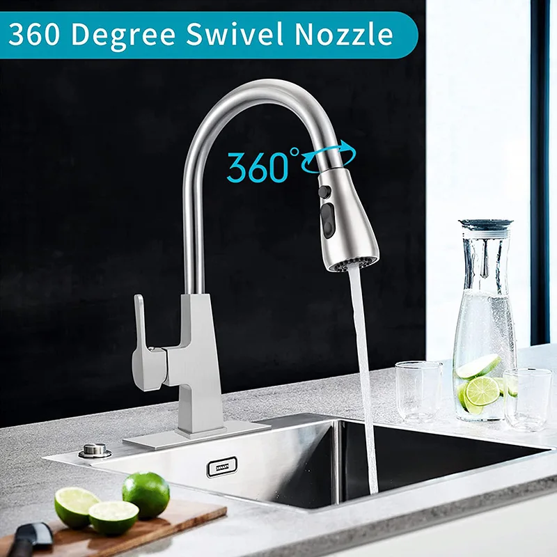 Description Picture 2 of item2 Modes Sink Nozzle G12 Plating Nozzle pull out Faucet Aerator Kitchen Basin Water saving Faucet Filter Replaceable Mixer Spraye