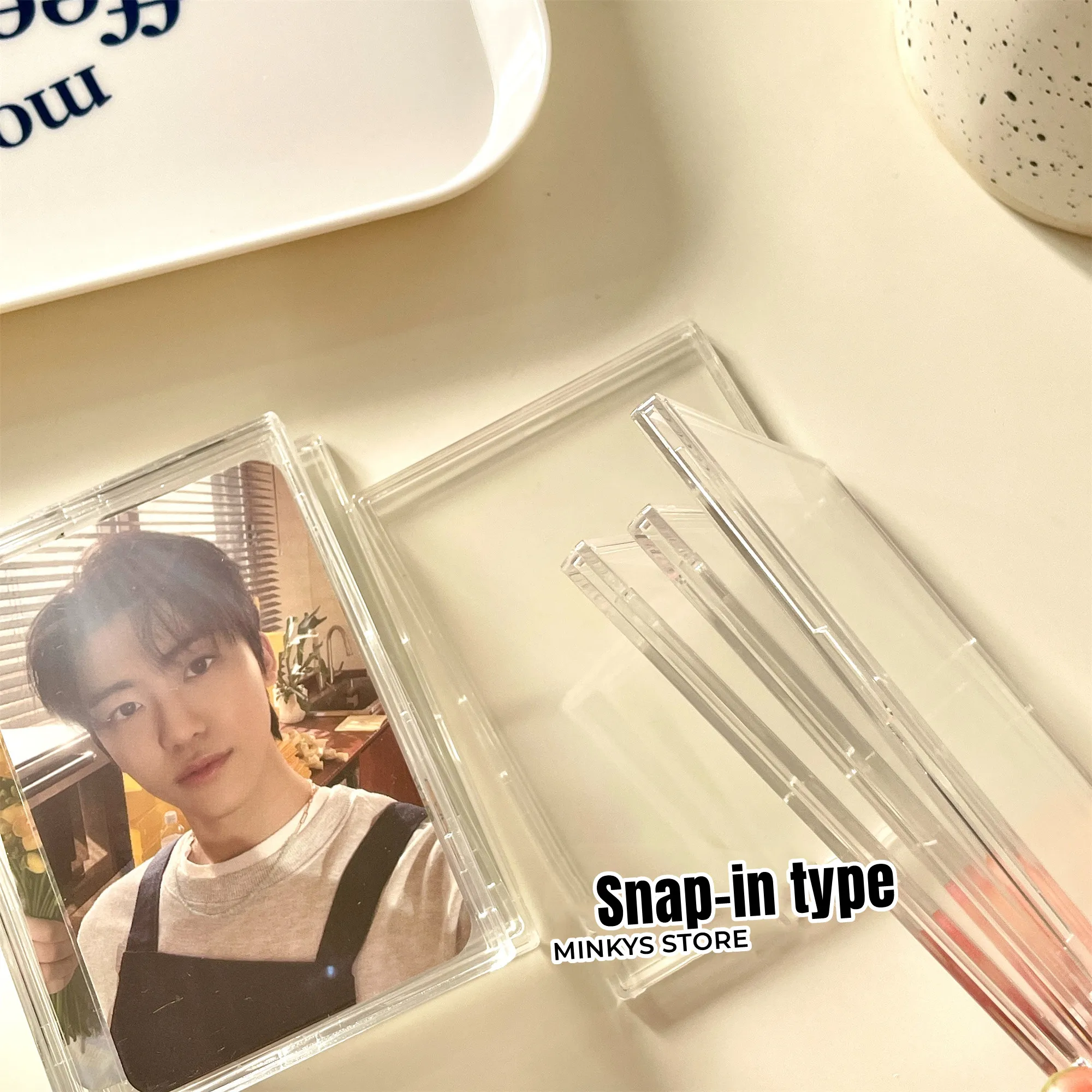 MINKYS Kawaii Ins Shell Kpop Photocard Brick Acrylic Transparent Photo Card Holder Stand Display School Stationery card holder,credit card holder,photo card holder,desk card holder,card display stand