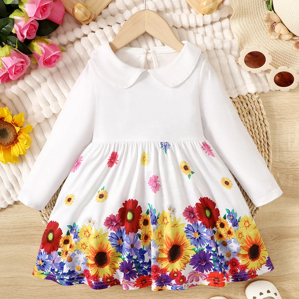 

9M 1Y 2Y 3Y Baby Girls Floral Dress For Children Clothing Costumes Bodysuit Cute Princess Dresse Long Sleeve Infant Outfit