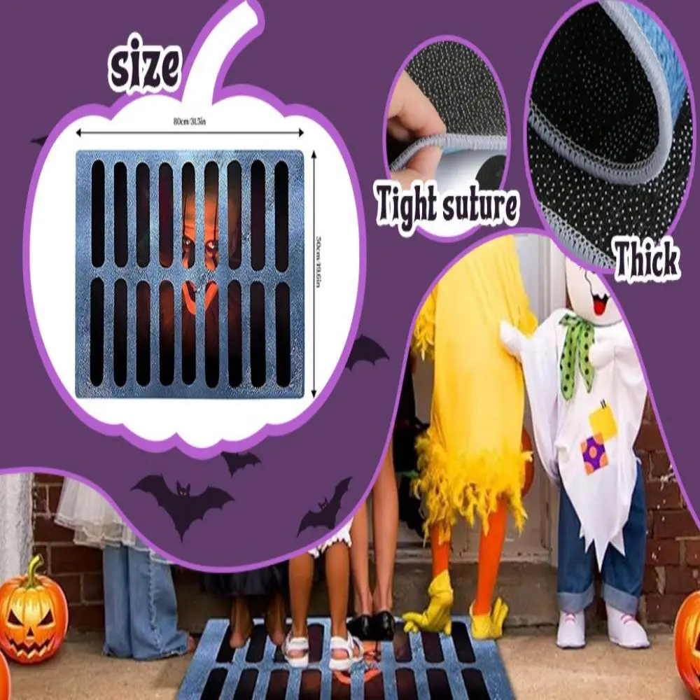 VIKAMA Halloween Horror Scare Ugly Floor Mat Entrance Bathroom Kitchen Washable Dirty Resistant Non-Slip Carpet floor mat