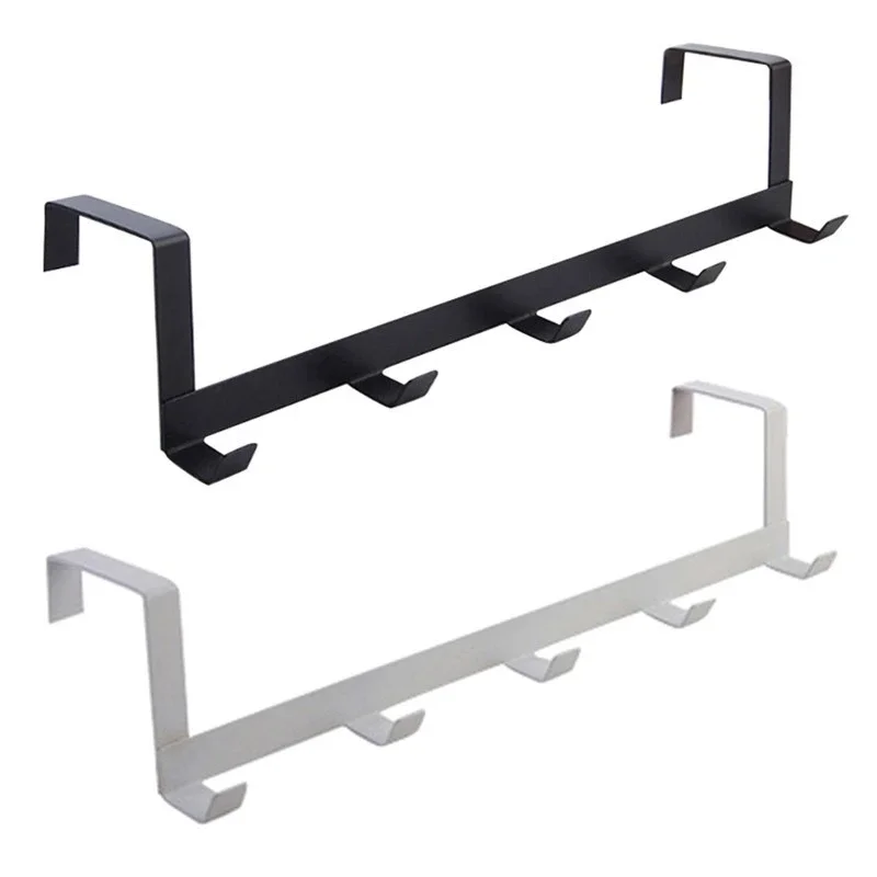 Storage Hook Over The Door 5 Hooks Home Bathroom Organizer Rack Clothes Coat Hat Towel Hanger Bathroom Kitchen Accessories Holder