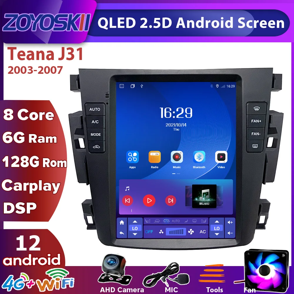 ZOYOSKII Android 12 9.7 inch Car GPS Radio Recorder Station Navigation for Nissan Teana J31 2003-2007 230JK 230jm samsung sm7