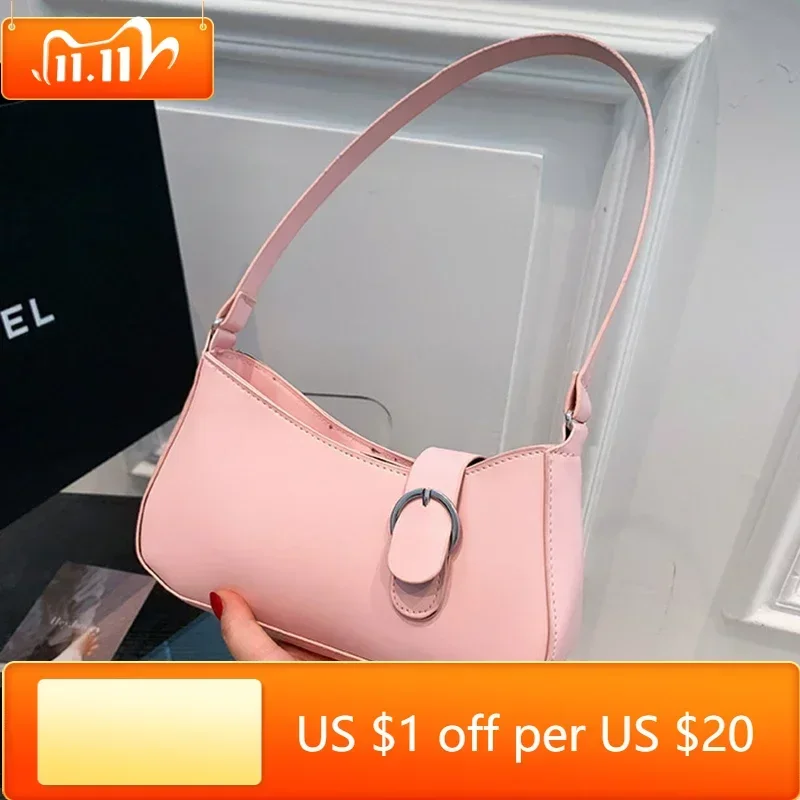 

2023 New Solid Artificial Leather Shoulder Bags For Women Casual Square Handbags Designer Ladies Underarm Bags