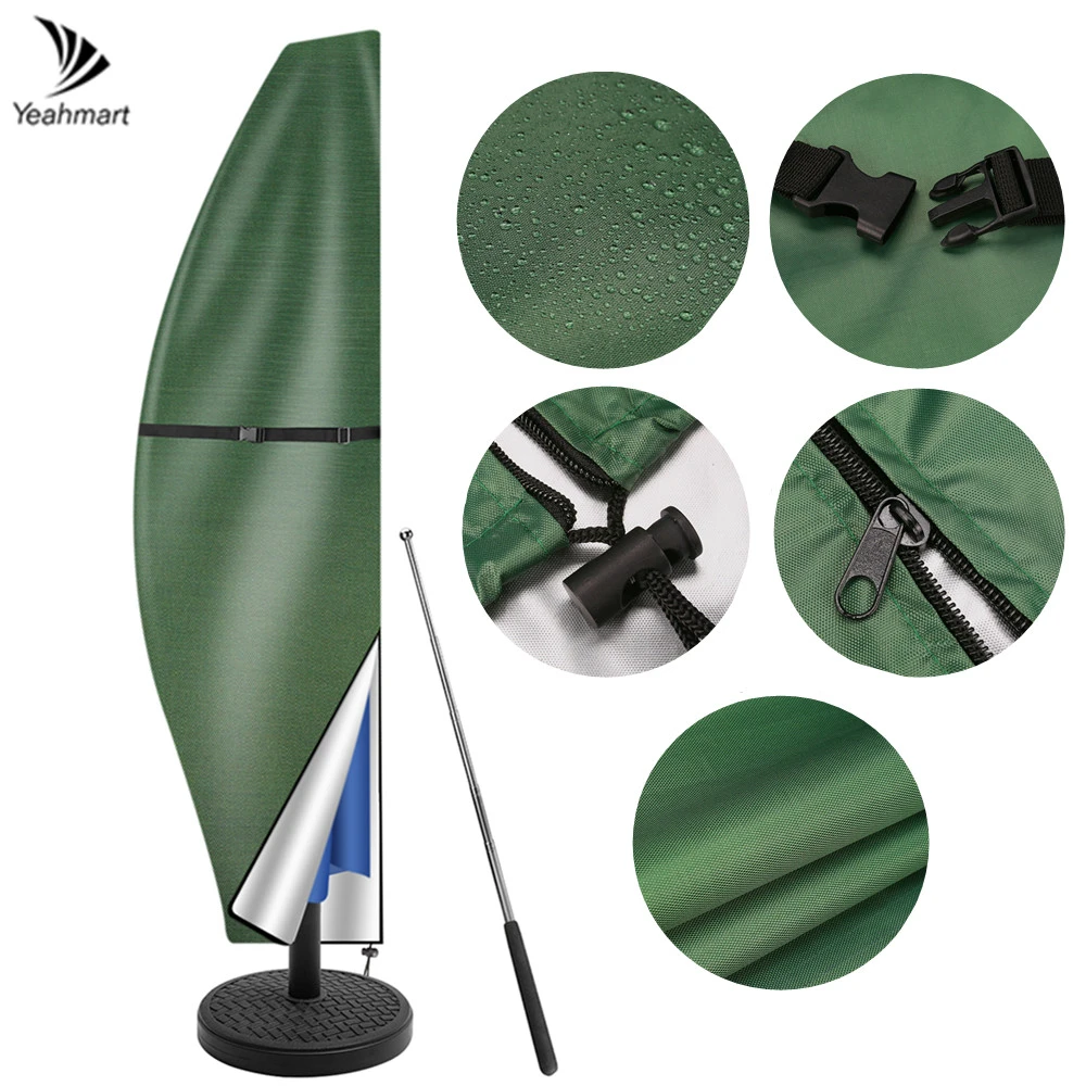 Green Parasol Cover Garden Umbrella Covers Waterproof 210D Oxford Fabric PVC Coating Rain Cover