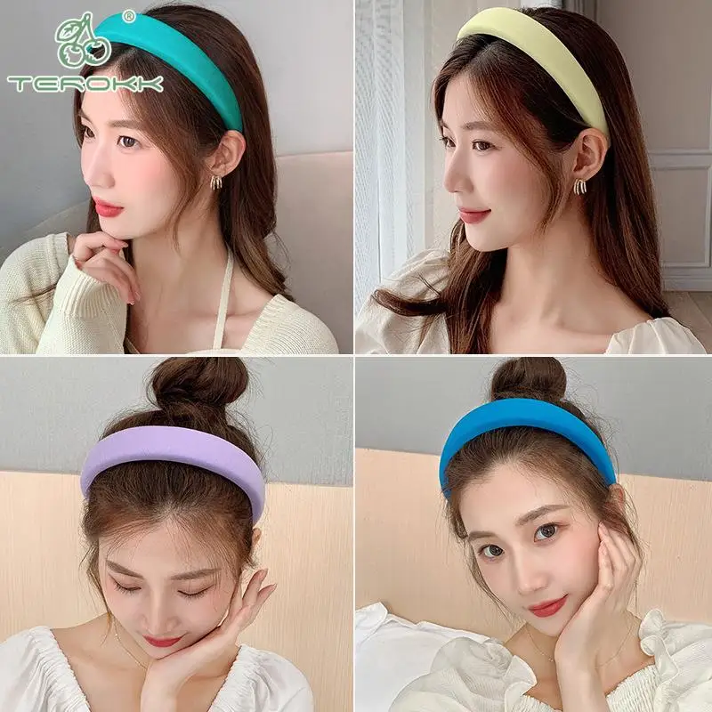 Fashion women pearl hair band hair hoop candy color french wide edge hairbands beaded pearl headbands accessories