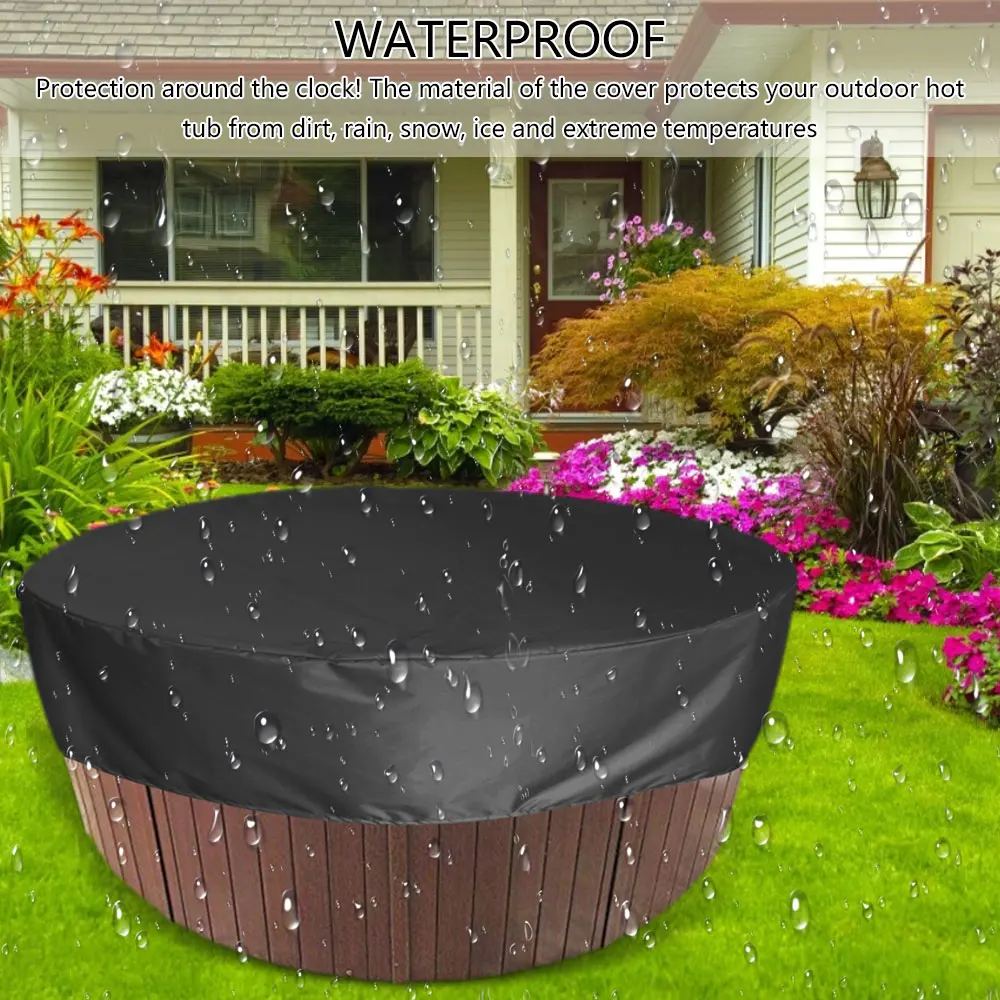 Round Bathtub Cover Outdoor Anti-UV Protector Spa Hot Tub Dust Cover Foldable Dustproof Waterproof Covers Swimming Pool