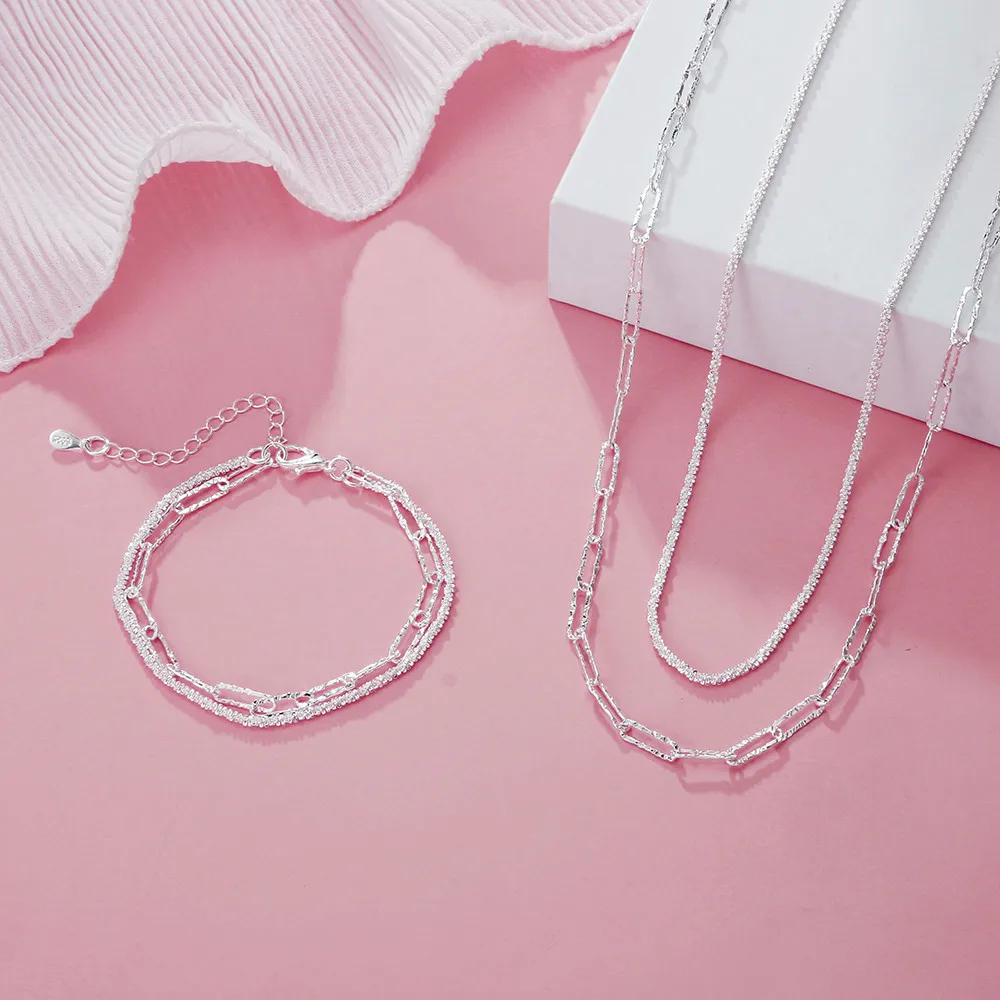 

Женский комплект из колье и браслета, из серебра 925 пробы