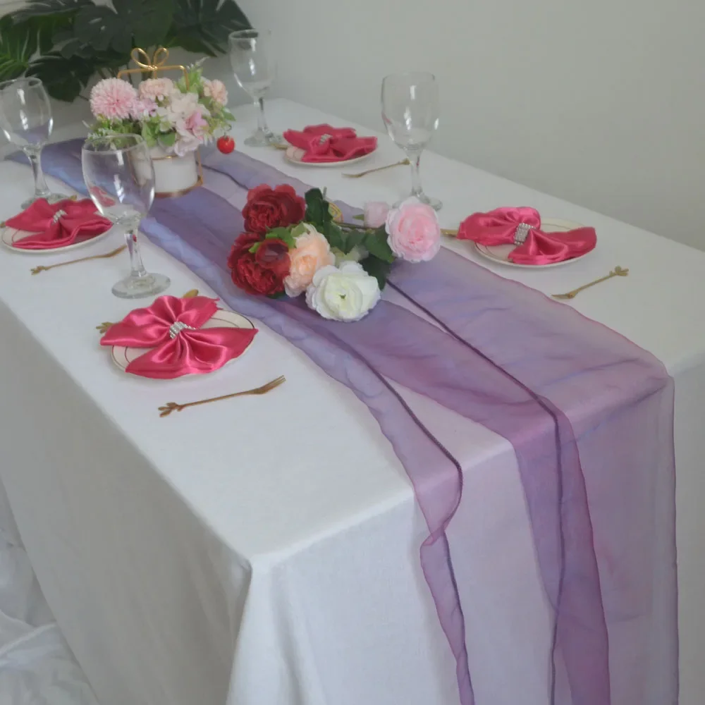 

Органза 12x108 дюйма, украшение для свадьбы и вечеринки, для ресторана, Рождества, праздника, банкета, стола, бегунки, стул, банты, скатерть, створки