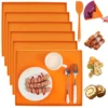 4/6Pcs Silicone Food Baking Mat Meat Vegetables Dehydrator Sheets with Edge Non-stick Cake Board Baking Tray Kitchen Accessories