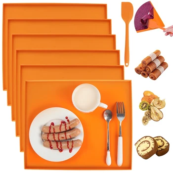 4/6Pcs Silicone Food Baking Mat Meat Vegetables Dehydrator Sheets with Edge Non-stick Cake Board Baking Tray Kitchen Accessories