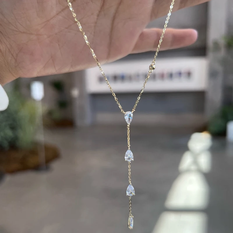 2024 Shiny Zircon Droplet Overlay Set with Double Layer Gold Color