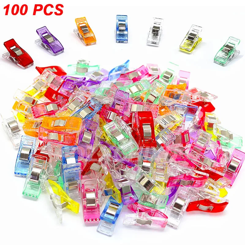 100pcs Coloré Couture Artisanat Courtepointe Reliure Clips en Plastique  Pinces Pack Pour Patchwork Décoration Pince Vêtements Clip Outils de couture