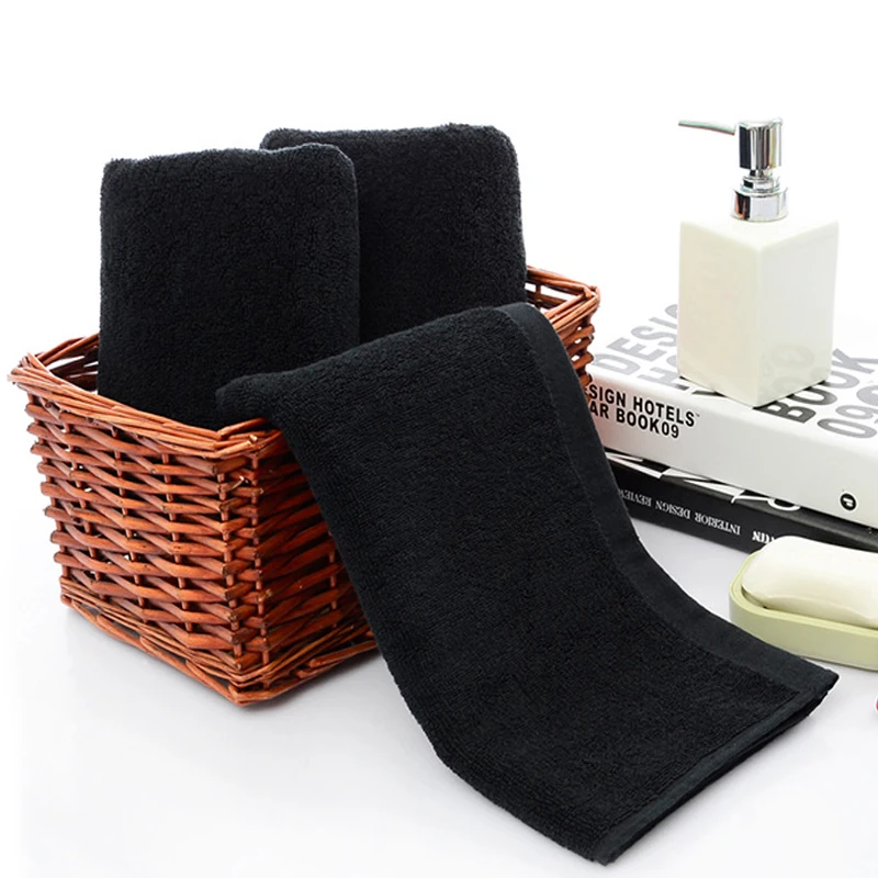 Black Premium Ultra Soft face Towels Not shedding hair Highly Absorbentquick-drying towel Hotel & Spa HandTowels Home Supplies 6