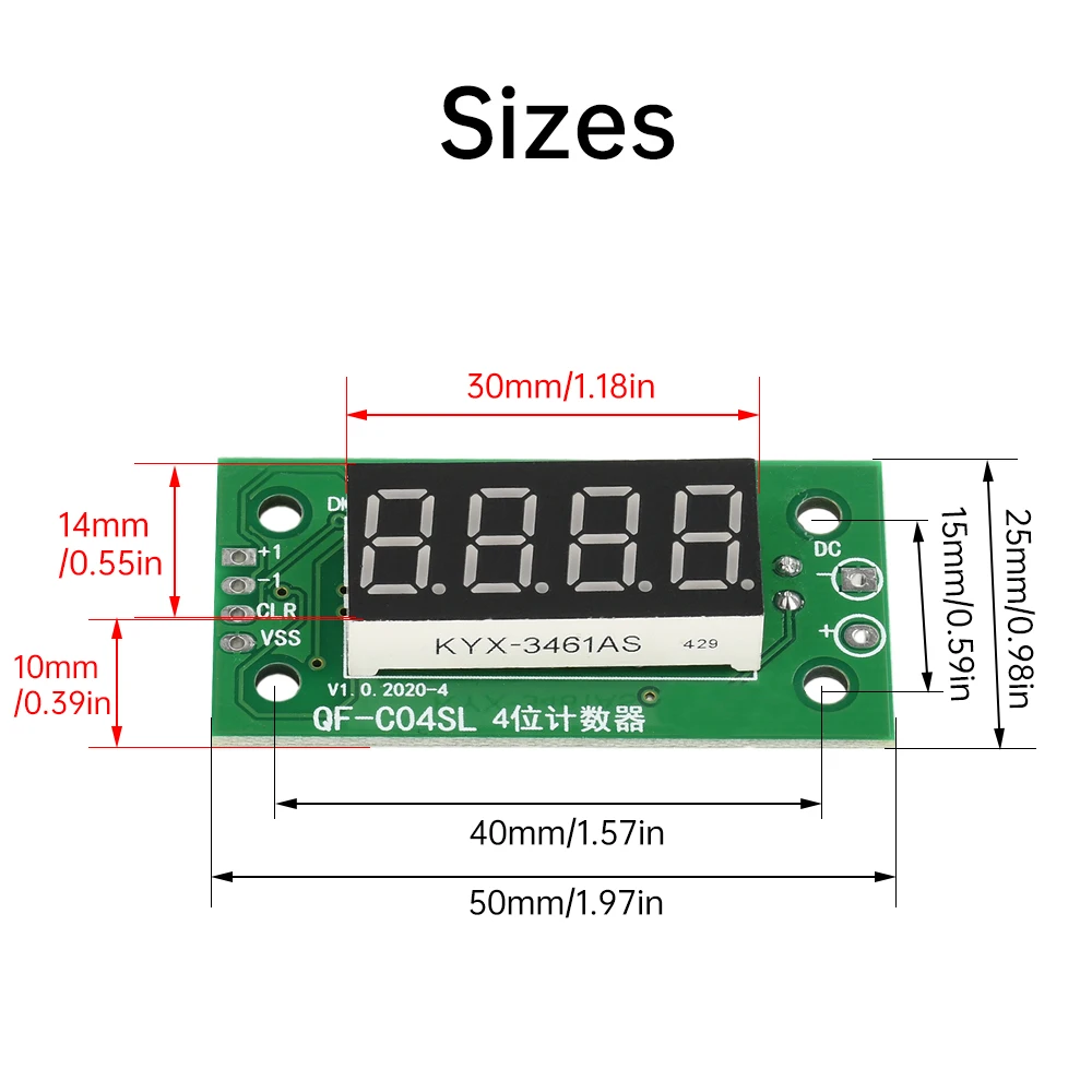 0-9999 DC 4-25V Elektronisches Digitalzählermodul LED Niedrigpegel-Schaltzählermodul mit Stromausfall-Speicherfunktion – Detail 8