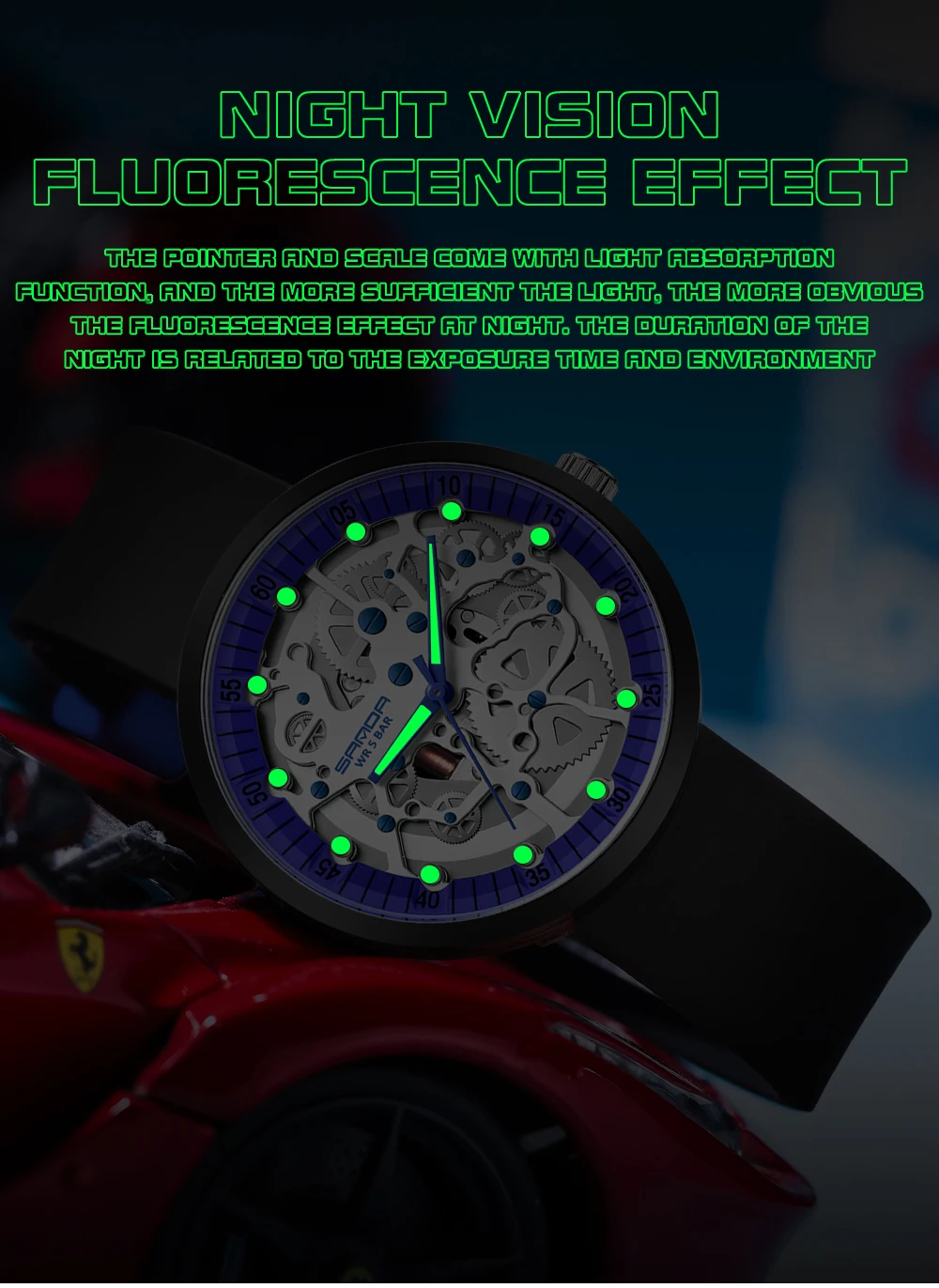 3215 Men's Electronic Quartz Watch Silicone Band Cool Hollow Removable 50 Meter Waterproof Fashion Quartz Watches For Men's
